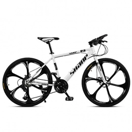 POOL Bike Pool Mountain Bike Bicycle 26 Inch Double Disc Brake One Wheel Off-Road Speed Shift Male And Female Student Bicycle (Six Knives White), 30 speed
