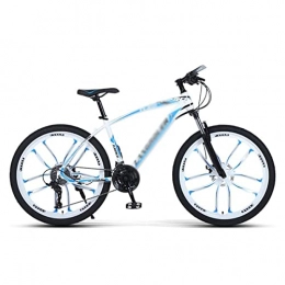 BaiHogi Bike Professional Racing Bike, Mountain Bike 21 / 24 / 27 Speed Bicycle 26 Inches Mens MTB Disc Brakes High-Carbon Steel Frame with Lockable Suspension Fork / Blue / 24 Speed ( Color : White , Size : 21 Speed )
