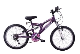 Professional  Professional Shocker 20" Wheel Dual Suspension Girls Kids Mountain Bike 6 Speed Purple / Pink Age 7+