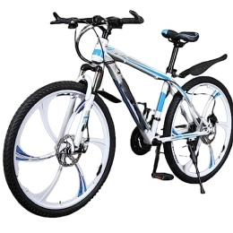 PRUJOY Adult Mountain Bike 26/24-inch Variable Speed Double Disc Brake Bicycle Carbon Steel Frame 21/24/27/30 Speed for Teenagers (White 27speed)