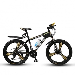 PXQ Mountain Bike PXQ Lightweight 26 Inch Mountain Bike 21 / 24 / 27 Speed Shock Absorber Off-road Bicycles, Dual Disc Brakes and 17" High Carbon Hard Tail Frame, Gold, B27S