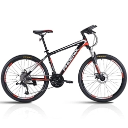 PY  PY 24 / 26 / 27.5-Inch Mountain Bike, 27 Speed Mountain Bicycle with High Carbon Steel Frame and Double Disc Brake, Front Suspension Shock-Absorbing Men and Women's Cycling Road Bike / Black Red / 24Inch 27Sp