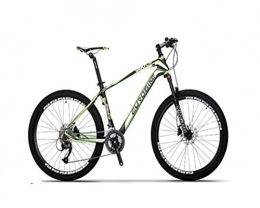 Unknown Bike QHKS Bicycle Carbon Fiber Mountain Bike Oil Disc Men And Women Mountain Bike (Color : Black green, Size : 26-30 speed)