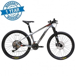 QIMENG Bike QIMENG 27.5 Inch Mountain Bikes 33-Speed Drivetrain Carbon Fiber Frame Mountain Bicycle with Front Suspension All Terrain Mountain Bike Carbon Fiber Frame, Suitable Height 155-180Cm, Gray