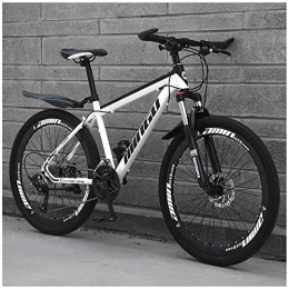 Qinmo Bike Qinmo Bicycle 26" Hardtail Mountain Bike, Double Disc Brake Frame Bicycle with Adjustable Seat, Country Men's Mountain Bikes 21 / 24 / 27 / 30 Speed, Size:30 speed, Colour:White Black