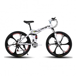 QIU Bike QIU Adult Mountain Bike, 20 / 24 / 26-Inch Wheels, Mens / Womens 17-Inch Alloy Frame, 7 Speed, Disc Brakes, Multiple Colours (Color : White)