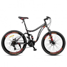 Qj Bike Qj Mountain Bike, 24 Speed 26 Inch Carbon Steel Frame Men / Women Hardtail Bicycles, Double Disc Brake And Full Suspension, Black