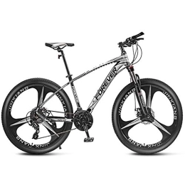 QMMD Mountain Bike QMMD 26-Inch Mountain Bikes with Dual Disc Brake, Adult Adjustable Seat Bicycle, Overdrive Aluminum Front Suspension Frame Mountain Trail Bike, Hardtail Mountain Bike, White 3 Spoke, 33 speed