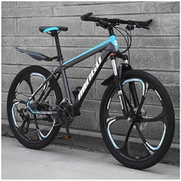 QXX Mountain Bike QXX 24 Inch Mountain Bikes, Mens Women Carbon Steel Bicycle, 30-Speed Drivetrain All Terrain Mountain Bike with Dual Disc Brake (Color : 30 Speed, Size : Cyan 6 Spoke)