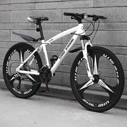 QZ Mountain Bike QZ Adult Mountain Bike, High-Carbon Steel Frame Beach Bicycle, Double Disc Brake Off-Road Snow Bikes, Magnesium Alloy Integrated 24 Inch Wheels (Color : White, Size : 21 speed)