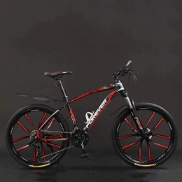QZ Bike QZ Mountain Bikes, Hard Tail Mountain Bicycle, Lightweight Bicycle With Adjustable Seat, Double Disc Brake Bicycle, 26 Inch 21 / 24 / 27 / 30 Speed (Color : Black Red, Size : 21 Speed)