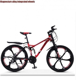 QZ Mountain Bike QZ Off-Road Downhill Mountain Bike Adult, Double Disc Brake Snow Bikes, High-Carbon Steel Frame Beach Bicycle, 26 Inch Wheels (Color : Red, Size : 21 speed)