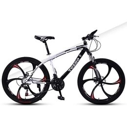 Relaxbx Bike Relaxbx All Terrain 27 Speed Mountain Bike Double Disc Brake Bicycle Front Suspension High Carbon Steel MTB 26 Inch Wheel, Black