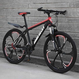 Relaxbx Bike Relaxbx Variable Speed Mountain Bike 21 / 24 / 27 / 30 Speed Bicycle 24 inches MTB Disc Brakes Full Suspension Bicycle, Red+Black, 30 Speed