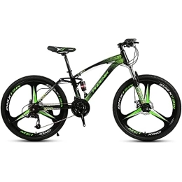 RSDSA Bike RSDSA 26-Inch Mountain Bike with 24 / 27 / 30 Speeds, All-Terrain Bike with Full Suspension Double Disc Brakes, Adjustable Seat for Dirt, Sand, Snow, Road Bike for Adults for Men, Green, 27speed