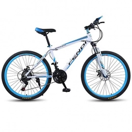 RSJK Adult mountain bike bicycle Cross-country bicycle 26 inch 21/24/27 shifting system Shock absorber front fork Front and rear mechanical disc brakes@White blue_21 speed 26 inch