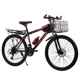 SANJIBAO Bike SANJIBAO High Carbon Steel Hardtail Mountain Bikes, Outroad Bicycles, Full Suspension MTB Gears Dual Disc Brakes Mountain Trail Bike, Spoke Wheel, Black, 20 inches