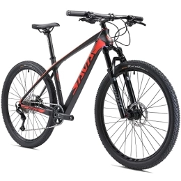 SAVADECK Bike SAVADECK Flamme1.0 Carbon Mountain Bike 27.5" / 29" Carbon Fiber Frame Hardtail Mountain Bicycle Ultralight XC MTB with 12 Speed Shimano Deore M6100 Drivetrain (Black Red, 29 * 19'')