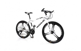 SEESEE.U Mountain Bike SEESEE.U Mountain Bike Unisex Mountain Bike 21 / 24 / 27 / 30 Speed ​​High-Carbon Steel Frame 26 Inches 3-Spoke Wheels Bicycle Double Disc Brake for Student, White, 14 Inches