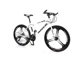 SEESEE.U Bike SEESEE.U Mountain Bike Unisex Mountain Bike 21 / 24 / 27 / 30 Speed ​​High-Carbon Steel Frame 26 Inches 3-Spoke Wheels Bicycle Double Disc Brake for Student, White, 21 Speed