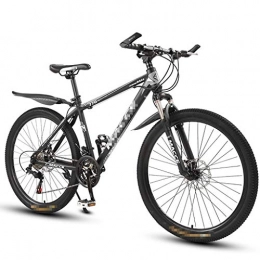 DLT Bike Shock Adults Mountain Bikes With 26 Inch Wheels, Lightweight High Carbon Steel Frame Road Trail Bikes With Mudguard, 21 Speed Gears, Dual Disc Brakes (Color : Black gray)