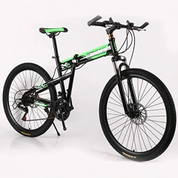 SIER Bike SIER 26 inch double disc mountain bike wheel integrally folded mountain bike shock absorber 21 speed transmission vehicle, Green