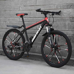  Mountain Bike Stylish Variable Speed Mountain Bike 21 / 24 / 27 / 30 Speed Carbon steel Frame 24 Inches 10-Spoke Wheels MTB Damping Bicycle, Black, 27 Speed