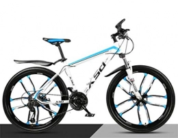 Tbagem-Yjr Bike Tbagem-Yjr Hardtail Mountain Bike, High-carbon Steel 26 Inch Dual Suspension Mountain Bicycle (Color : White blue, Size : 21 speed)