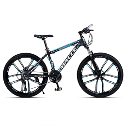 TBNB Mountain Bike TBNB 24 / 26 Inch Adult Mountain Bike, 21-30 Speed Men's Women's Offroad City Road Bicycle, Double Disc Brakes and Suspension Forks, White (Blue 24inch / 27Speed)