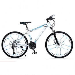 TBNB Mountain Bike TBNB 24 / 26 Inch Adult Mountain Bike, 21-30 Speed Men's Women's Offroad City Road Bicycle, Double Disc Brakes and Suspension Forks, White (White 26inch / 24Speed)