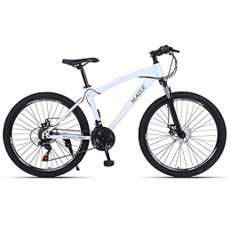 TBNB Mountain Bike TBNB Hardtail Mountain Bike, Youth Adult Men Women Road Bicycles, 21-30Speeds Options, Lightweight Steel Frame, Double Disc Brake and Suspension Fork (White 24inch / 30Speed)