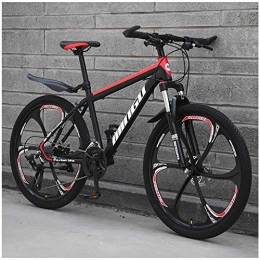 TongN Bike TongN Bikes 24 Inch Mountain Bikes, Mens Women Carbon Steel Bicycle, 30-Speed Drivetrain All Terrain Mountain Bike with Dual Disc Brake (Color : 27 Speed, Size : Black Red 6 Spoke)