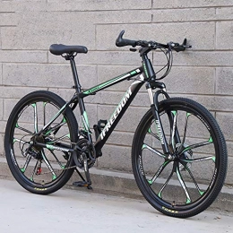 TOPYL Bike TOPYL 24 / 26inch Adult Mountain Bike, High Carbon Steel Shock-absorbing Folding Mountain Bike, 21-24-27-30 Speed All-field Bikes With Disc Brakes Black / green 26", 30 Speed