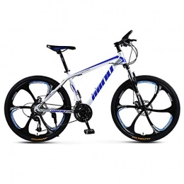 TOPYL Bike TOPYL Mountain Bike, 24 / 26 Inchdouble Disc Brake Hard-tail City Bike, Mountain Bicycle With Thickened Carbon Steel Frame, 6 Cutters Wheel White / blue 24", 24 Speed