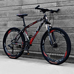 TXX Bike TXX 21 Speed / Speed 24 / 27-Speed Double Disc Mountain Bike, Adult Male and Female Students Gear 26 inch Aluminum Mountain Bikes Mountain Bike / matt Black red / 21 Speed