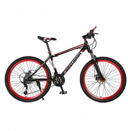 TYSYA Bike TYSYA 27-Speed Mountain Bike High-Carbon Steel Frame All Terrain Bicycle Double Disc Brake Front Suspension Hardtail Unisex 24 / 26 Inches Outdoor Riding, Black+Red, 26 Inch(A)