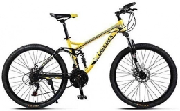LAZNG Mountain Bike Unisex 26" Wheel Mountain Bike 21-27 Speeds 17" Full Suspension Light Weight Aluminum Alloy Frame (Color : Yellow)