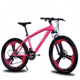 FJW Bike Unisex Mountain Bike, 26" inch High-carbon Steel Frame, 21 / 24 / 27 Speed 3-Spoke Wheels Suspension Bike for Commuter City Bike, Pink, 24Speed