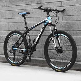 WYZQ Mountain Bike Upgrade 26-Inch Mountain Bike, High Carbon Steel Hard Tail Frame Bicycle for Men Women, Off-Road Racing, Double Disc Brake, Road Bike, black blue, 21 speed