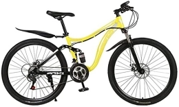 UYHF Adult Mountain Bike With 26 Inch Wheel Derailleur Lightweight Sturdy Aluminum Frame Bicycle 21/24/27 Speed Dual Disc Brakes Front Suspension Fork yellow-21 Speed