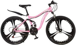 W&HH SHOP Mountain Bike W&HH SHOP Adult Mountain Bikes, 26In High Carbon Steel Mountain Bike 21 Speed Bicycle Full Suspension - ​​Dual Disc Brakes Mountain Bicycle with Fender, Adjustable Seat, Pink