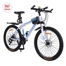 W&TT Bike W&TT 30 Speeds Dual Disc Brakes Mountain Bike Adults 26 Inch High Carbon Bicycle Commuter Bicycle with Shock Absorber Front Fork, White, 26Inch