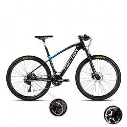 W&TT Bike W&TT Mountain Bike 26 / 27.5Inch Adults 33 Speeds Off-road Bike Cycling with Air Pressure Shock Absorber and Front Fork Oil Brake, Mens Carbon Fiber Bicycles, Blue, 26 * 17