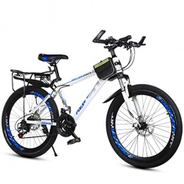 W&TT Bike W&TT Mountain Bike SHIMANO 21 Speeds Dual Disc Brakes Off-road Bicycle Adults 20 / 22 / 24 / 26Inch High Carbon Hard Tail Mountain Bike, White, 22Inch