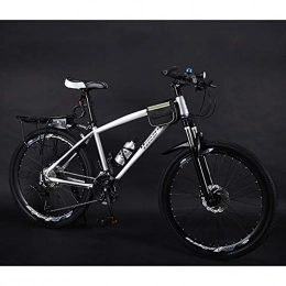 WANG-L Mountain Bike WANG-L 24 / 26 Inch Mountain Bike Adult Men / Women Off-road Variable Speed Double Shock Absorber Racing Light Bicycle, Silver-24inch / 21speed