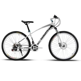 WEHOLY Bicycle Mountain Bike, 26inch High-carbon Steel Unisex Dual Suspension Mountain Bike Disc Brakes,White,21speed