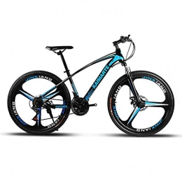 WEHOLY Bike WEHOLY Bicycle Mountain Bike, 26inch Three-knife Wheel High-carbon Steel Unisex Dual Suspension Mountain Bike Disc Brakes, Blue, 27speed