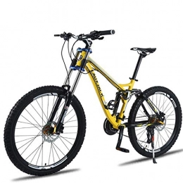 Wghz Mountain Bike Wghz Downhill Mountain Bike Bicycle Aluminum Alloy Variable Speed Racing 24-Speed Double Shock Absorption Soft Tail, Suspension Mountain Bike 26 Inch Disc Brake Bicycle, Yellow