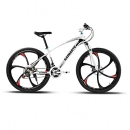 Wghz Bike Wghz Mountain Student Bicycle 26 Inch Shock-Absorbing Disc Brakes Cycling, Thick High Carbon Steel Shock Absorption, Shock Absorber Front Brake Variable Speed System, White