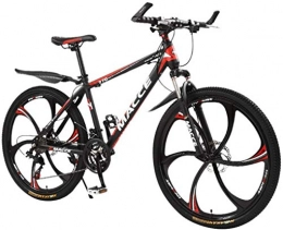 WHKL 26in Mountain Bike, 21 Speed Bicycle High Carbon Steel Full Suspension MTB Bikes, Dual Disc Brakes Lightweight Durable Mountain Bicycle (Red)